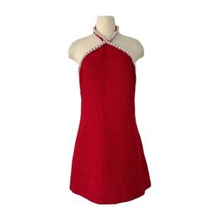 strapless open back dress Short Metallic Pleated Homecoming Dress with Sequins Red / 12 main image 0